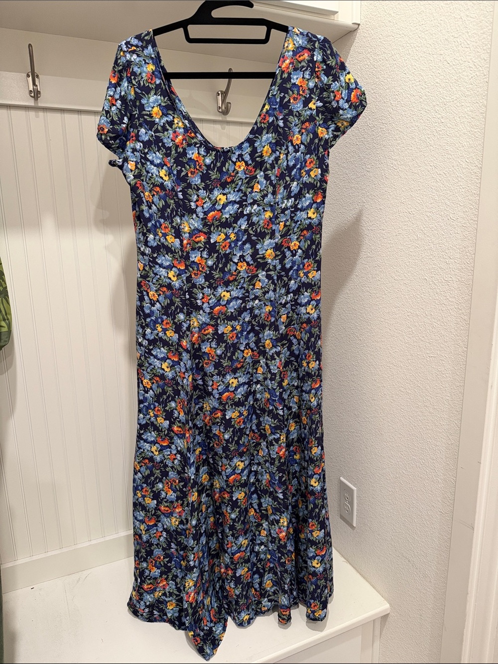 Express Navy Floral Dress with Multicolored Blooms
